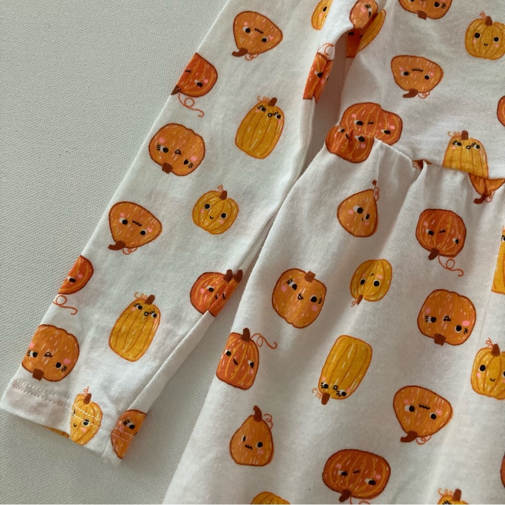 Old Navy 4T Toddler Girl Orange Pumpkin Dress Fall - Picture 7 of 8